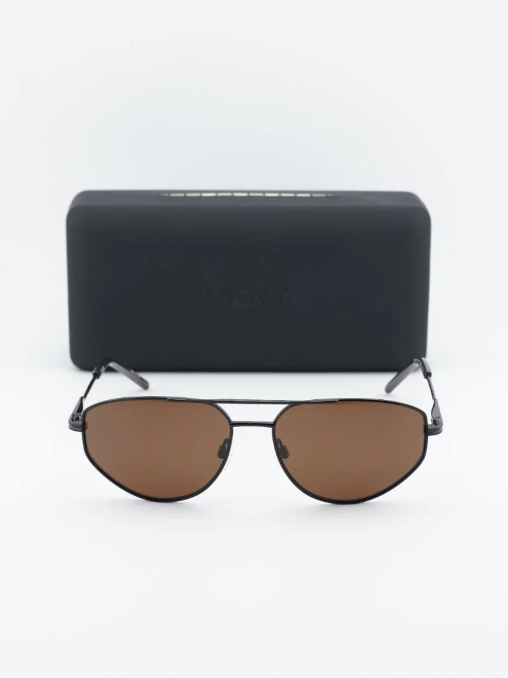 DKNY DK117S 001 Square Sunglasses - Black/Brown
